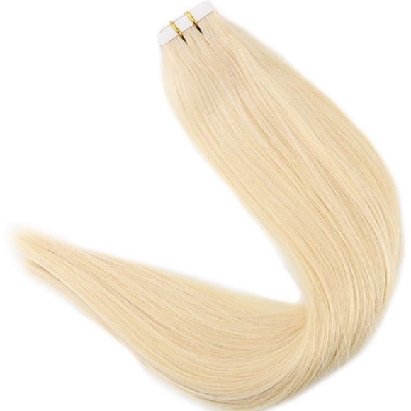 ✨2 18” PLATINUM Blonde HUMAN HAIR TAPE INS *NWT* - Picture 5 of 6